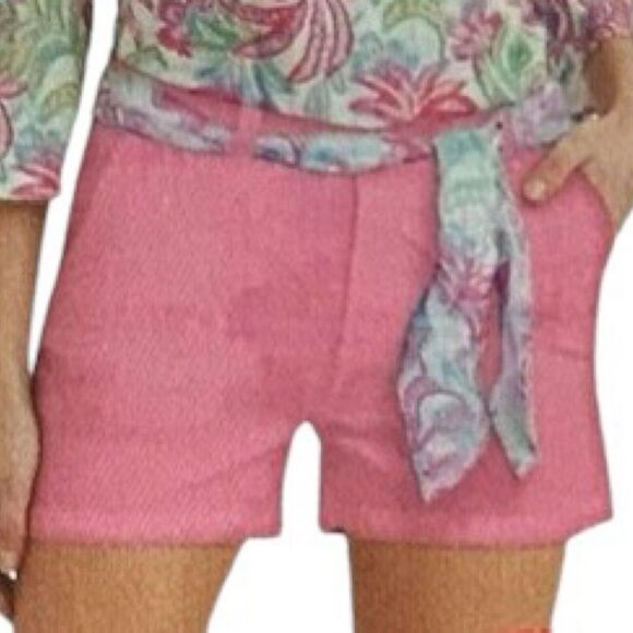 Stella Parker Women's Stylish Belted Short w/ Printed Waist Scarf Pink Size 12 - Picture 12 of 12